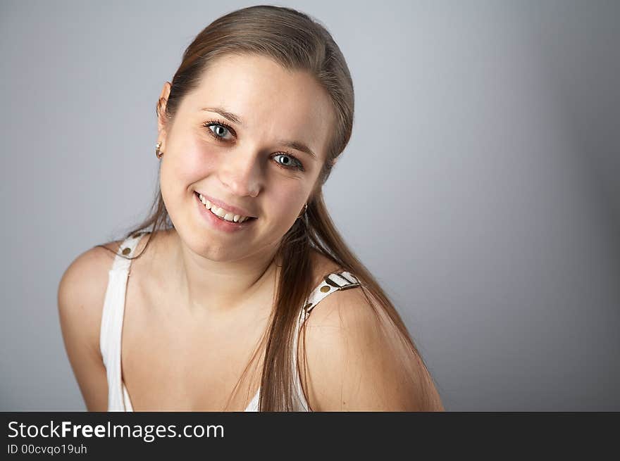 Smiling girl with long hair