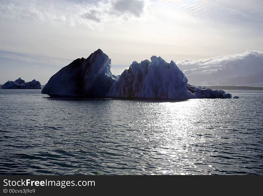 Silhouetted Icebergs