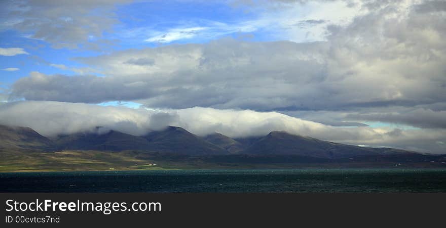 View over Hvalfjordur the whale fjord in western Iceland. View over Hvalfjordur the whale fjord in western Iceland