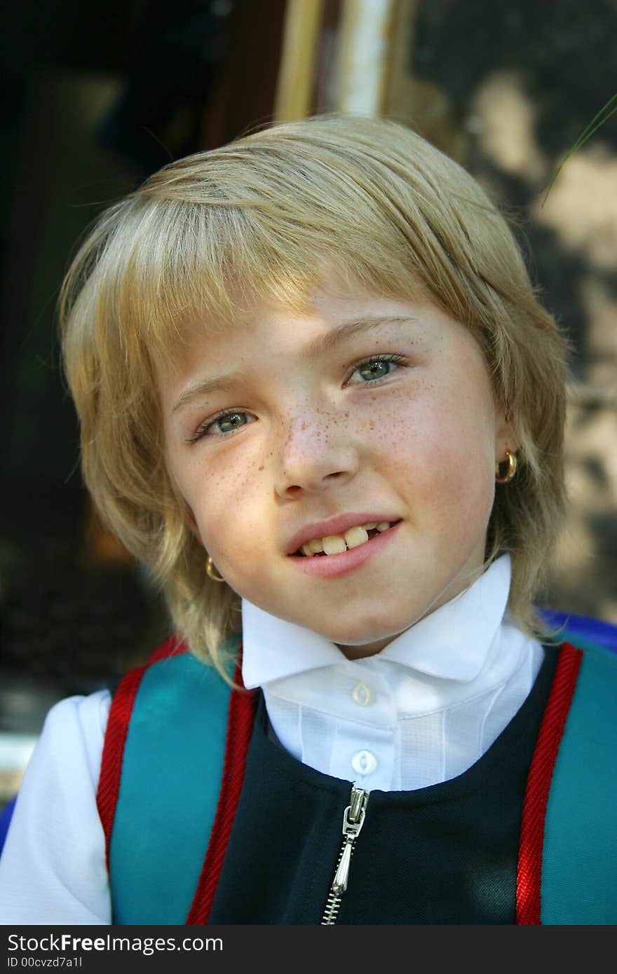 Portrait of the little girl before school. Portrait of the little girl before school