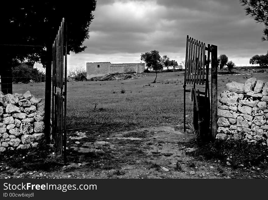 A ancient gate of a abandoned house. A ancient gate of a abandoned house