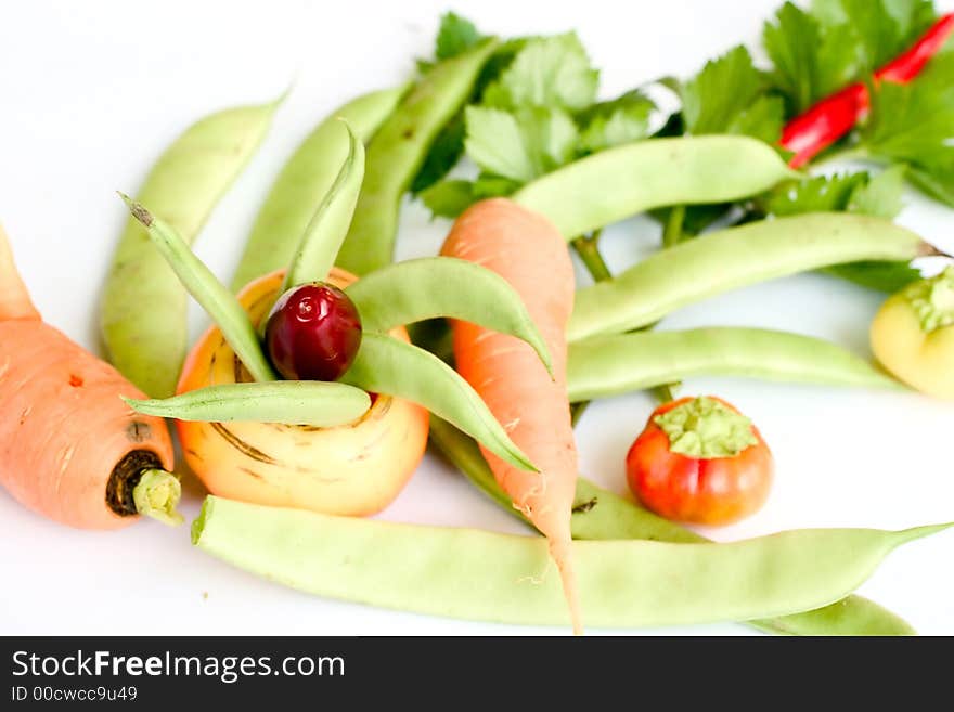 Some fresh vegetables on a white background. Some fresh vegetables on a white background