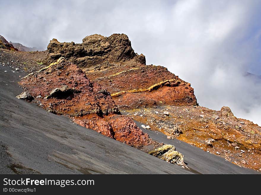 Volcanic rocks on the volcano Etna