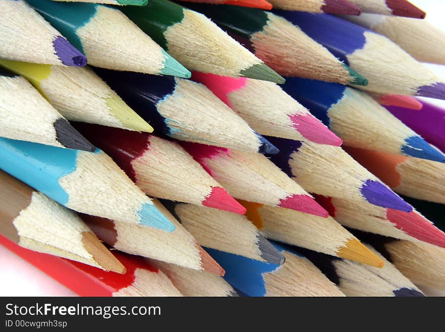 Colored Pencils on a white background. Colored Pencils on a white background