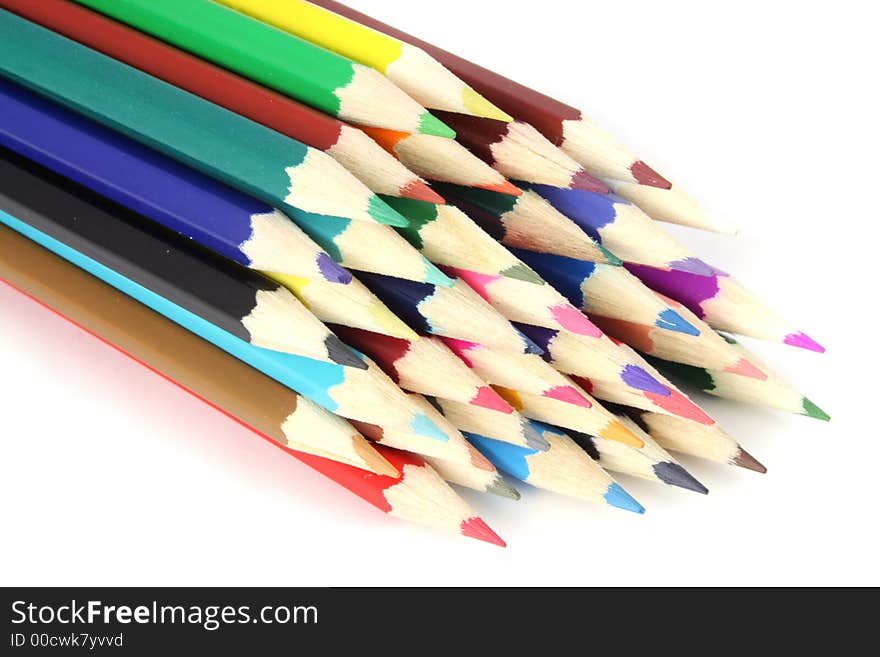 Colored Pencils on a white background. Colored Pencils on a white background