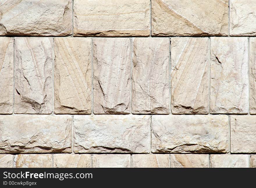 Stone Texture, Large Bricks In A Brown, Beige Sandstone Wall, Background