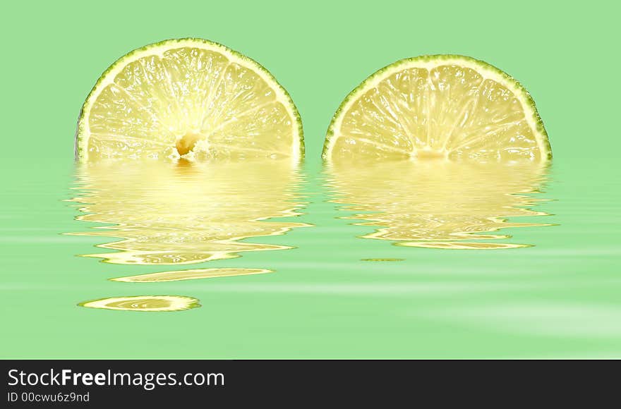 Two Limes With Water Reflection