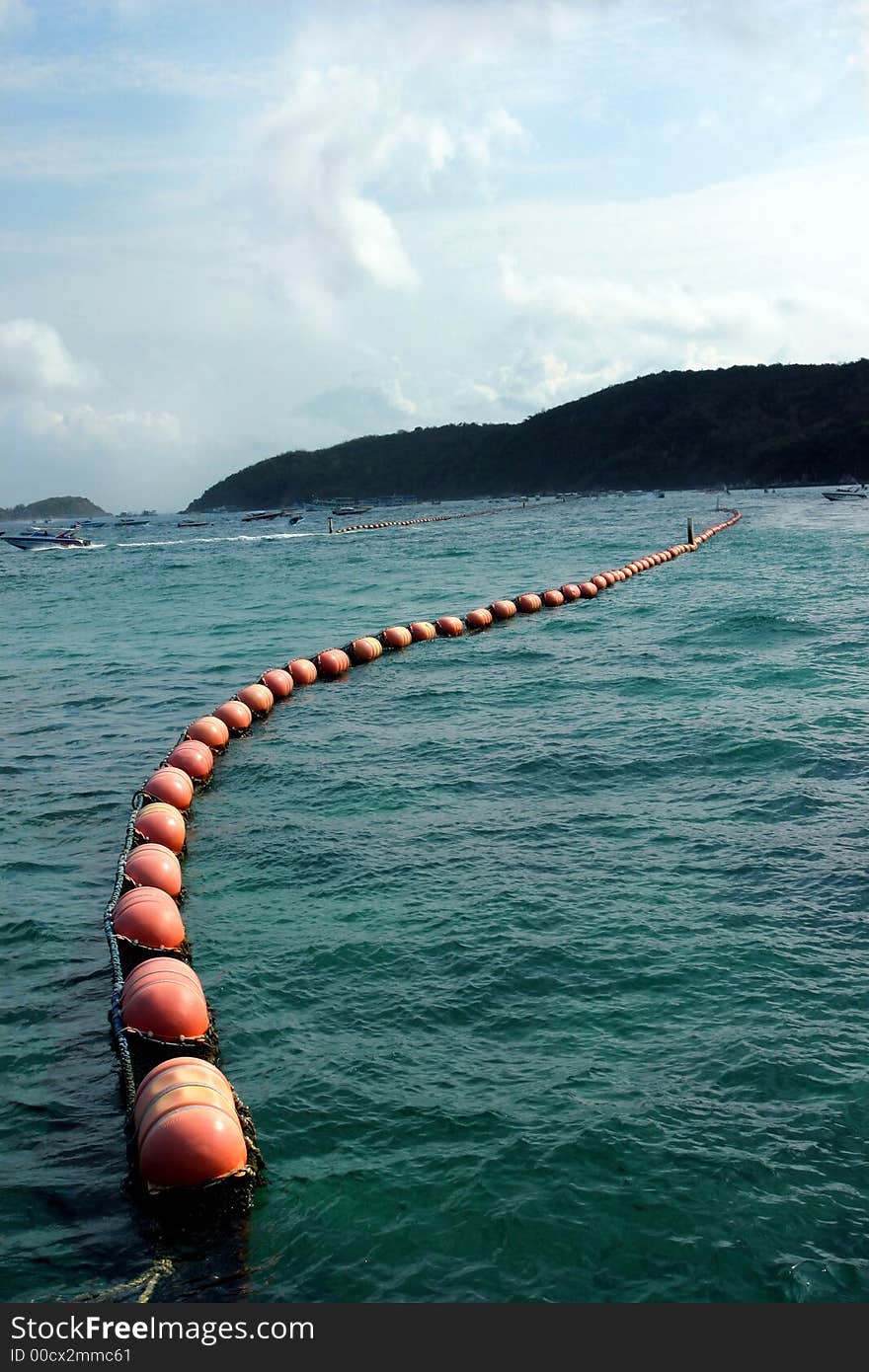 Beautiful and peace sea and ocean with curve of float