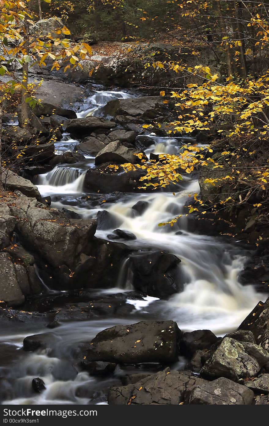 A picturesque fall stream on a sunny day