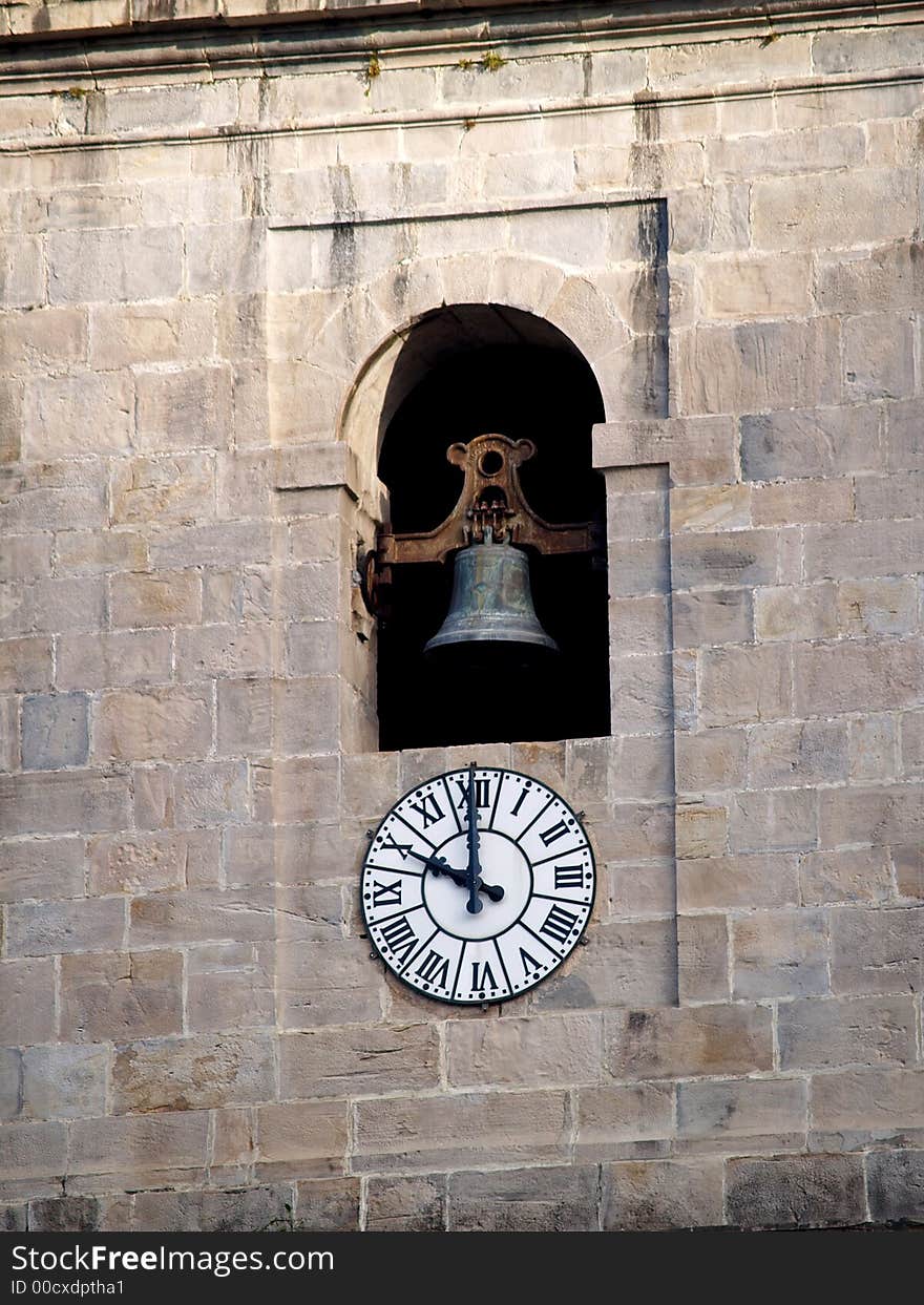 Church Bell Tower And Clock