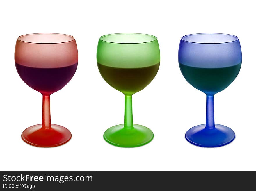 Three Colorful Glasses With Wine