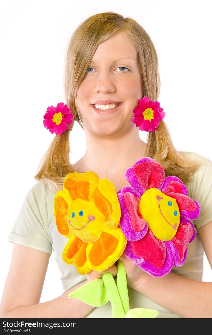 Portrait of a beautiful girl with flowers. Portrait of a beautiful girl with flowers.