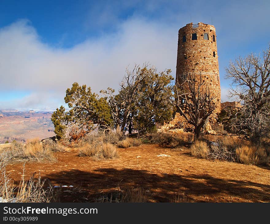 Desert View Watchtower at the Grand Canyon. Desert View Watchtower at the Grand Canyon