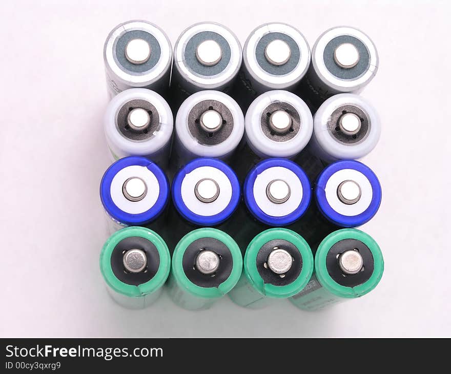 Batteries - 4 rows by 4 columns. Batteries - 4 rows by 4 columns