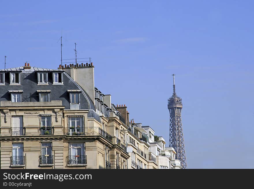 The Eiffel Tower in Paris France as seen from the Passy neighborhood (the 16th ward). The Eiffel Tower in Paris France as seen from the Passy neighborhood (the 16th ward)