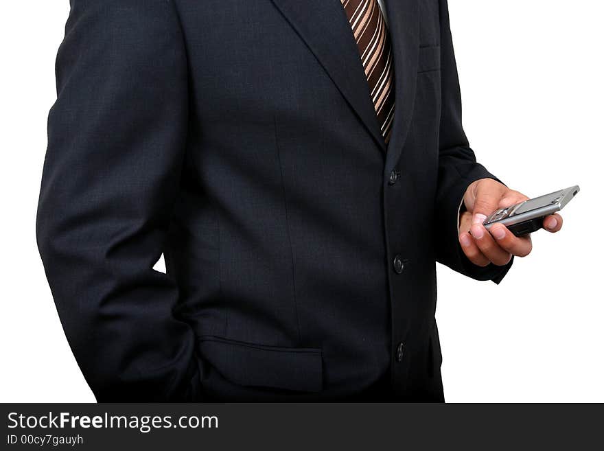 Indian business man using cellphone (2) with clipping path