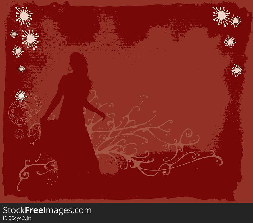 Girl silhouette illustration with flowers. Girl silhouette illustration with flowers