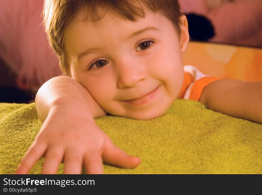 Little boy look in to camera