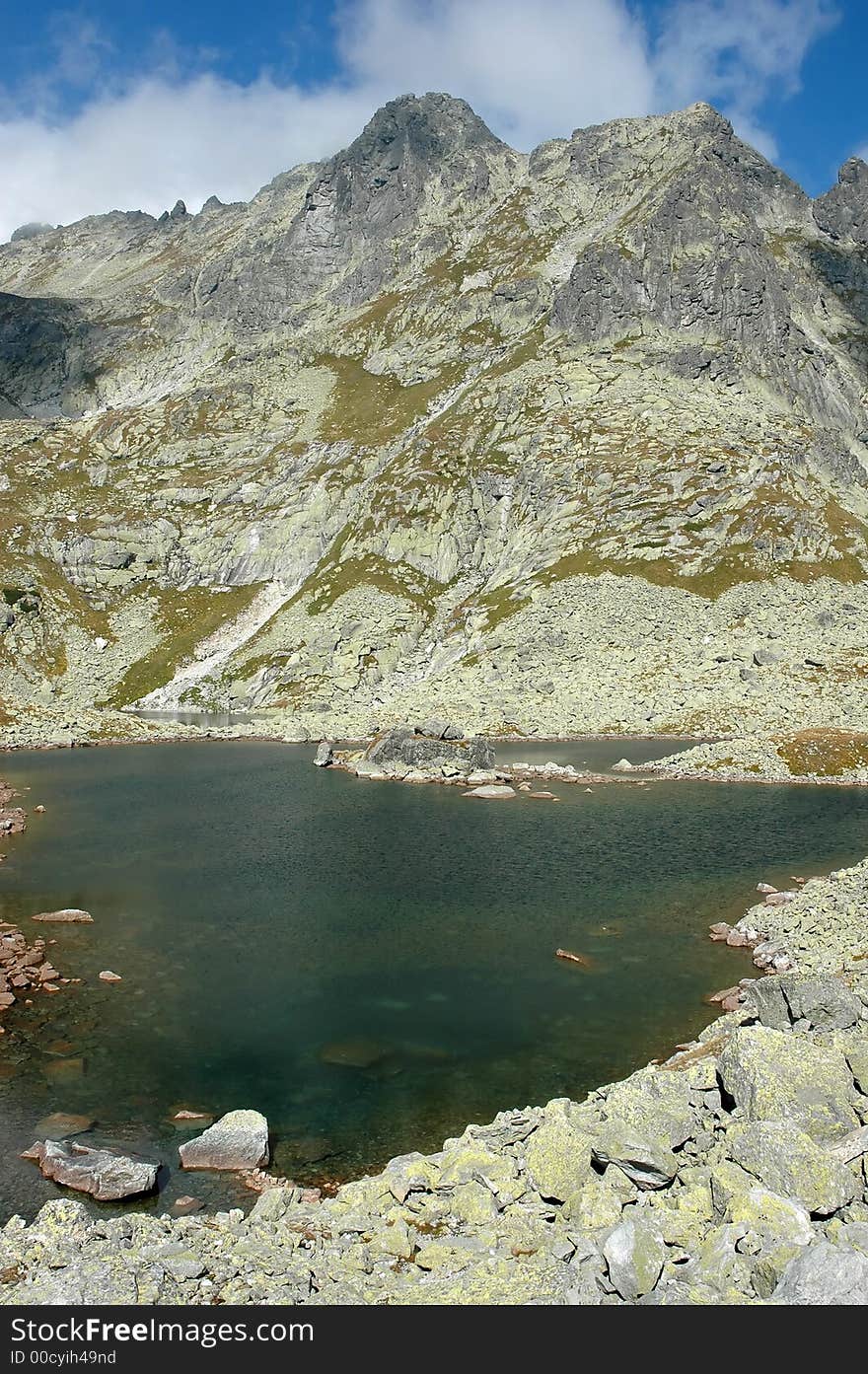 View on High Tatras with lake mountains, slovakia