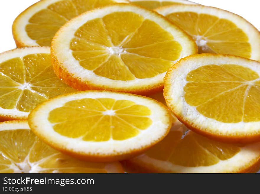 Orange slices against white