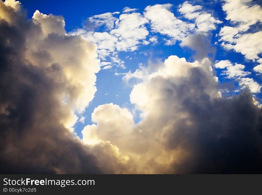 Storm clouds on a blue sky. Storm clouds on a blue sky