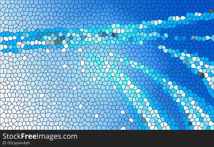 Cool blue waves stained glass background. Cool blue waves stained glass background