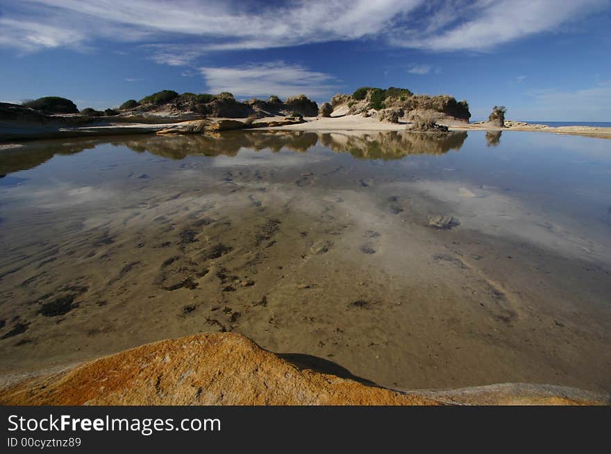 A small pond at the coast of Royal National Park, Australia.