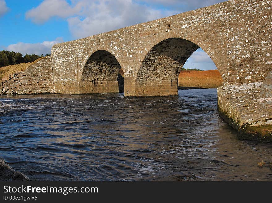 A traditionally built stone bridge over the river Thurso in Caithness, Scotland. This is one of the top UK slamon fishing rivers.