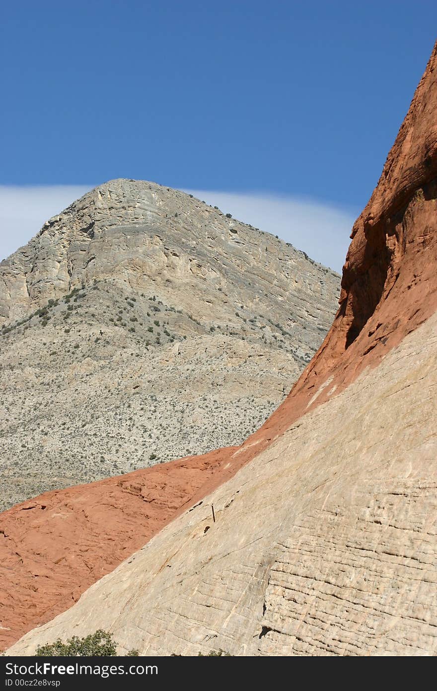 Mountain in foreground and background. Mountain in foreground and background