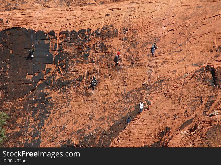 Rock climbers at Red Rock, Nevada