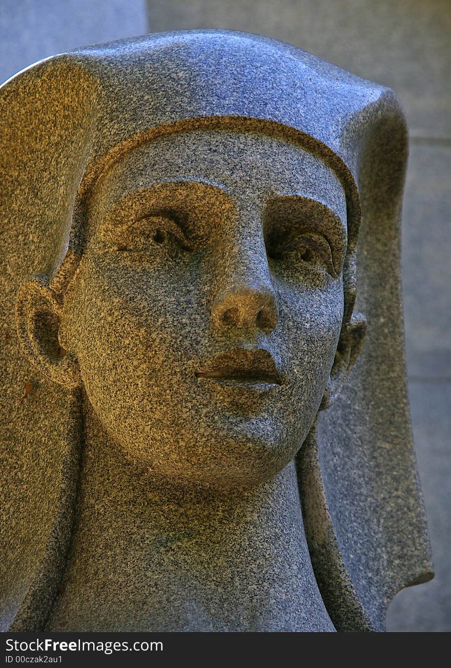 Sphinx like woman headed mausoleum granite sculpture