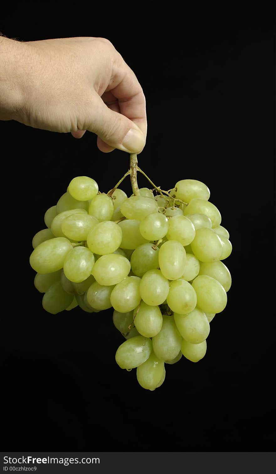 White grape on the black background