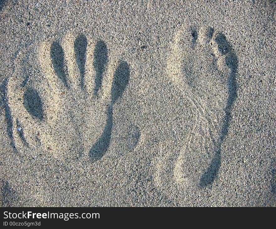 Footprints on beach sand , Background. Footprints on beach sand , Background