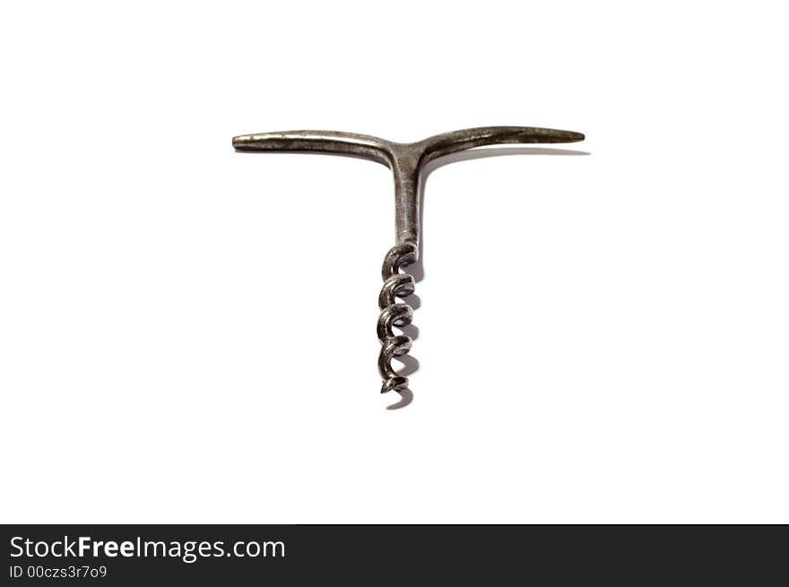 Series object on white: isolated Metal corkscrew