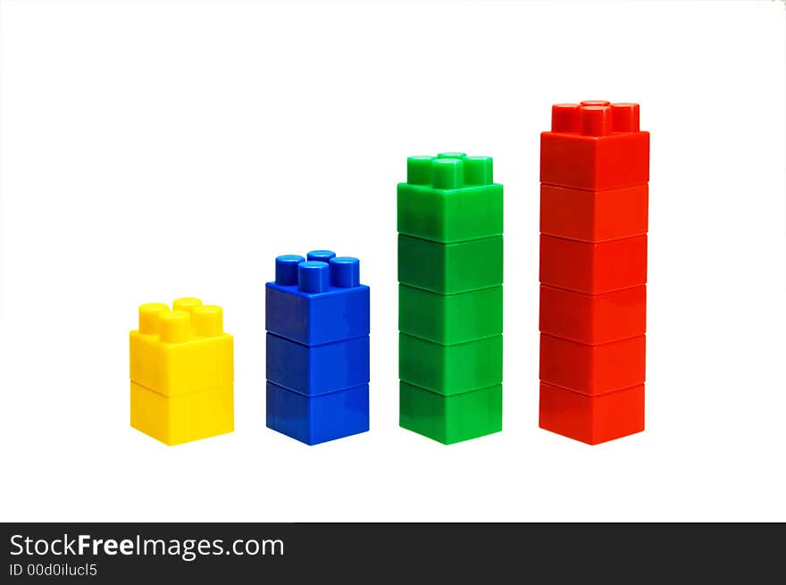 Graphical chart from blue, red, yellow and green blocks. Graphical chart from blue, red, yellow and green blocks