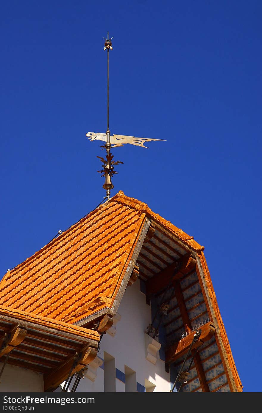 Roof of a particular house of the town of Cadaques, Catalonia, Spain, Europe. Roof of a particular house of the town of Cadaques, Catalonia, Spain, Europe