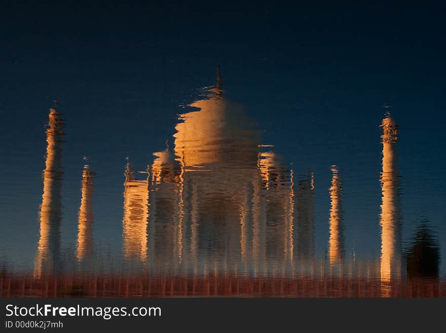 Taj Mahal reflected in river