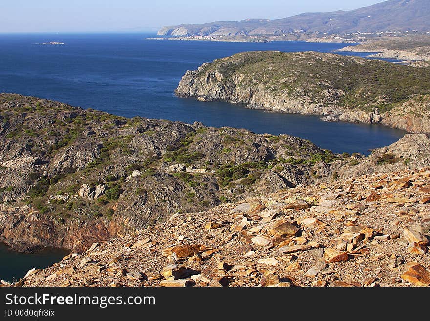 View from the lighthouse of cap de Creus,  Catalonia, Spain, Europe. View from the lighthouse of cap de Creus,  Catalonia, Spain, Europe