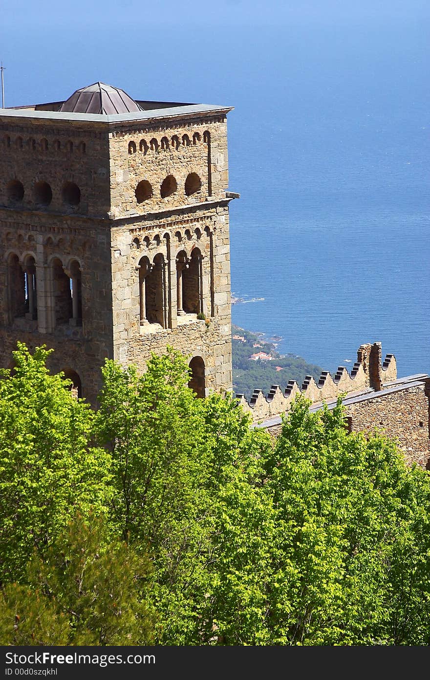 View of the monastir of San Pere de Rodes, Cadaques, Catalonia, Spain, Europe. View of the monastir of San Pere de Rodes, Cadaques, Catalonia, Spain, Europe