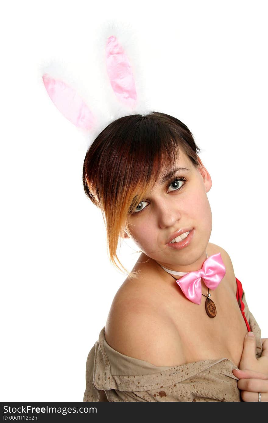 The Young Bunny Girl With Pink Rabbit Ears