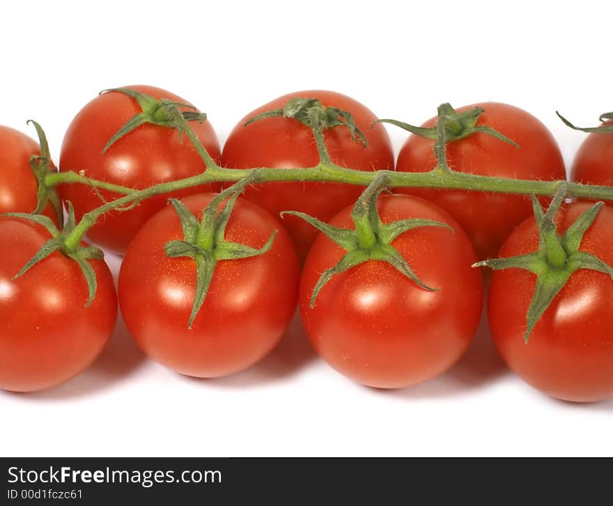 Cherry tomatoes on white background