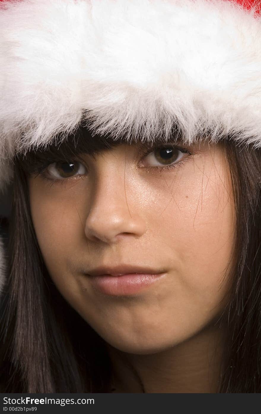 Cute young girl with santa hat