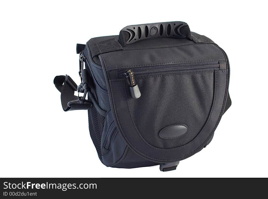 A black backpack isolation on white background. A black backpack isolation on white background