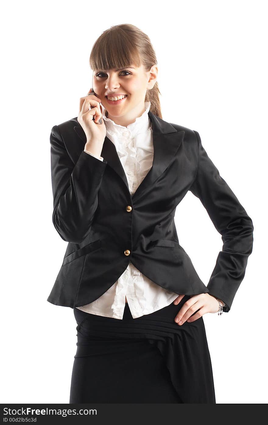 Beautiful Businesswoman during a telephone conversation - being very happy