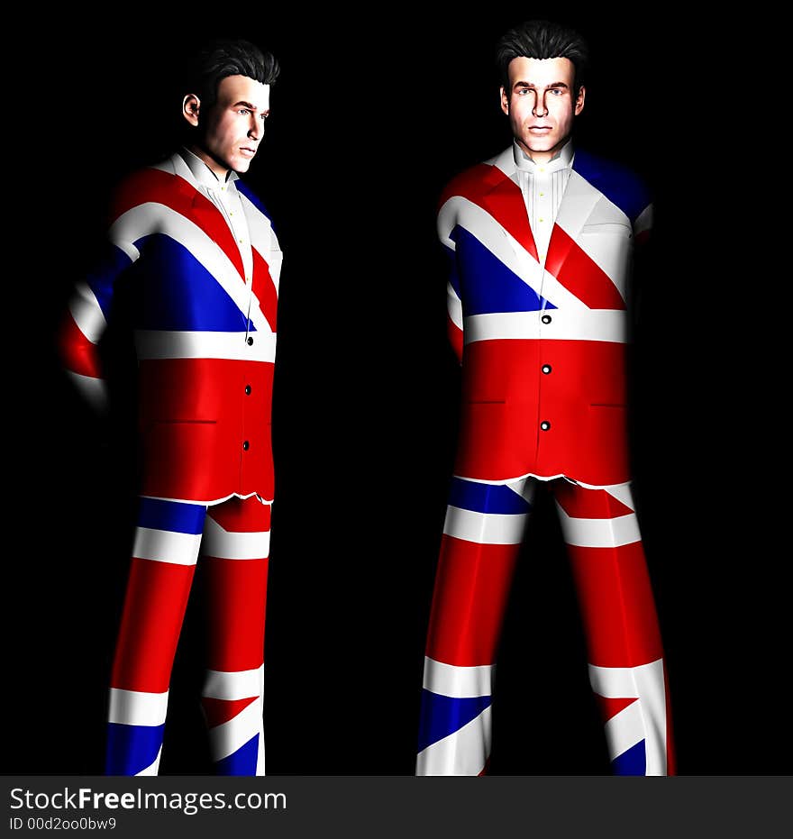 A set of men with the Union Jack flag on their clothing, its the flag of Great Britain. A set of men with the Union Jack flag on their clothing, its the flag of Great Britain.