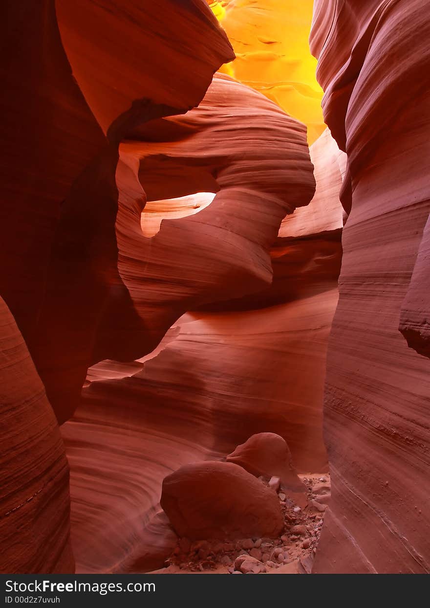 The lower Antelope Slot Canyon near Page  in  Arizona