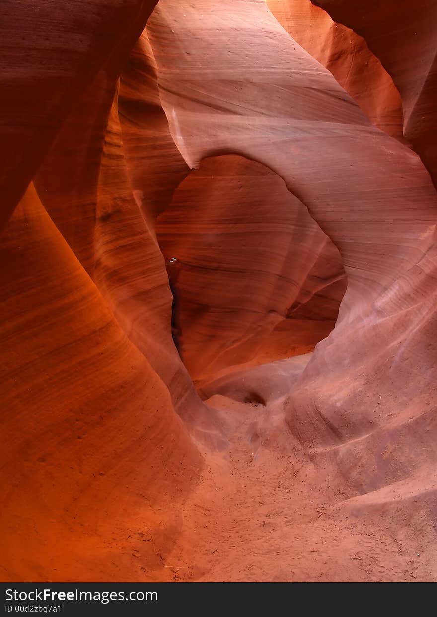 The lower Antelope Slot Canyon near Page  in  Arizona