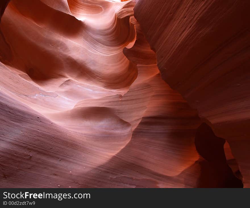 The lower Antelope Slot Canyon near Page  in  Arizona