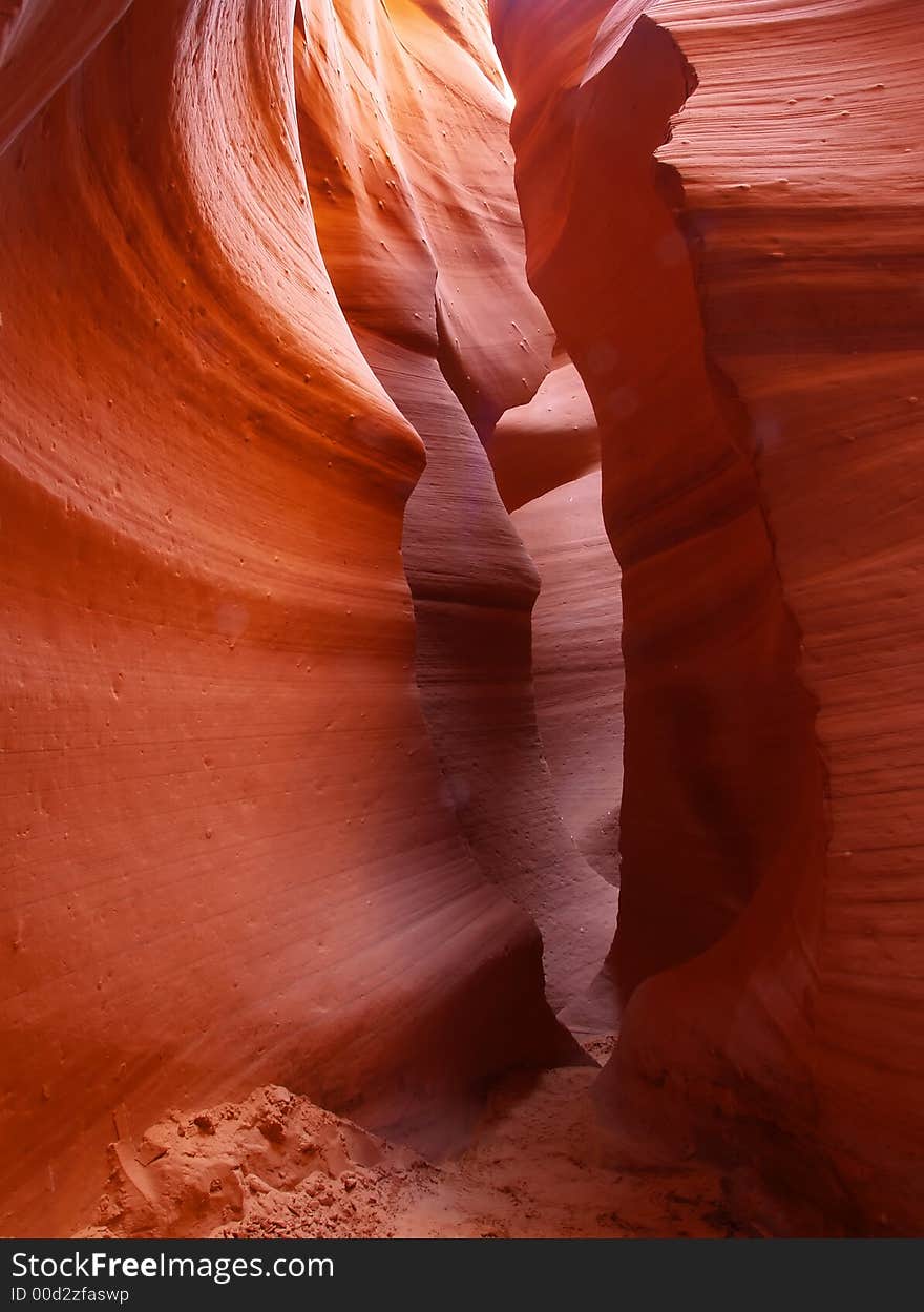 The lower Antelope Slot Canyon near Page  in  Arizona