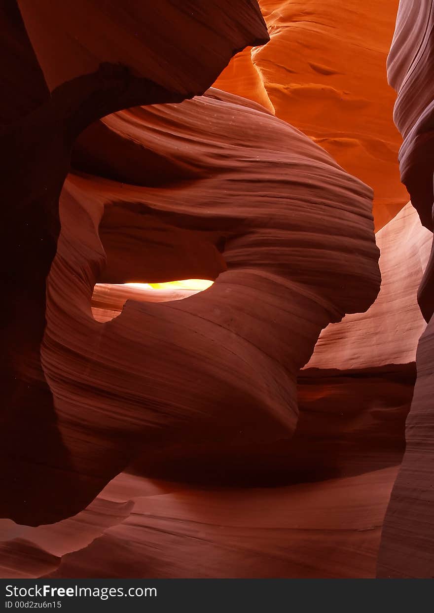 The lower Antelope Slot Canyon near Page  in  Arizona